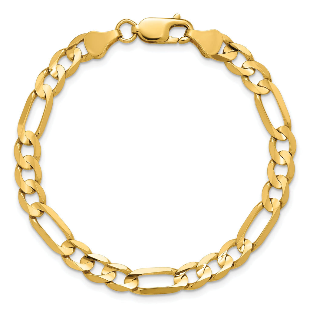 14K 7 inch 6mm Concave Open Figaro with Lobster Clasp Bracelet