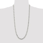 Pavé Flat Figaro Chain in Sterling Silver, 5.5mm