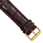 16mm Long Dark Brown Crocodile Grain Chronograph Leather with Gold-tone Buckle 8.5 inch Watch Band
