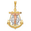 14K Tri-Color Gold Mariner Crucifix Pendant with Polished Textured Finish