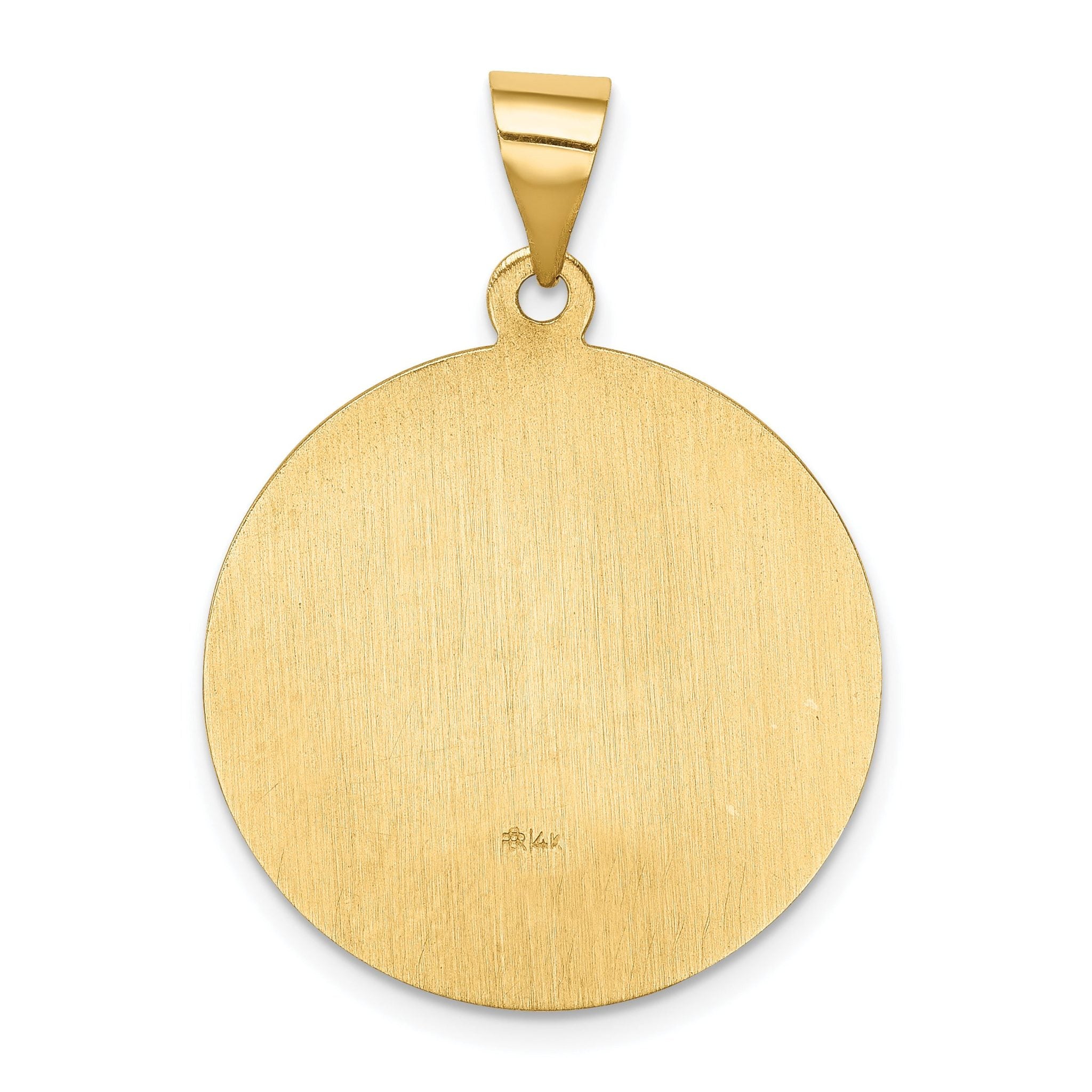 14K Polished and Satin St Francis Medal Hollow Pendant