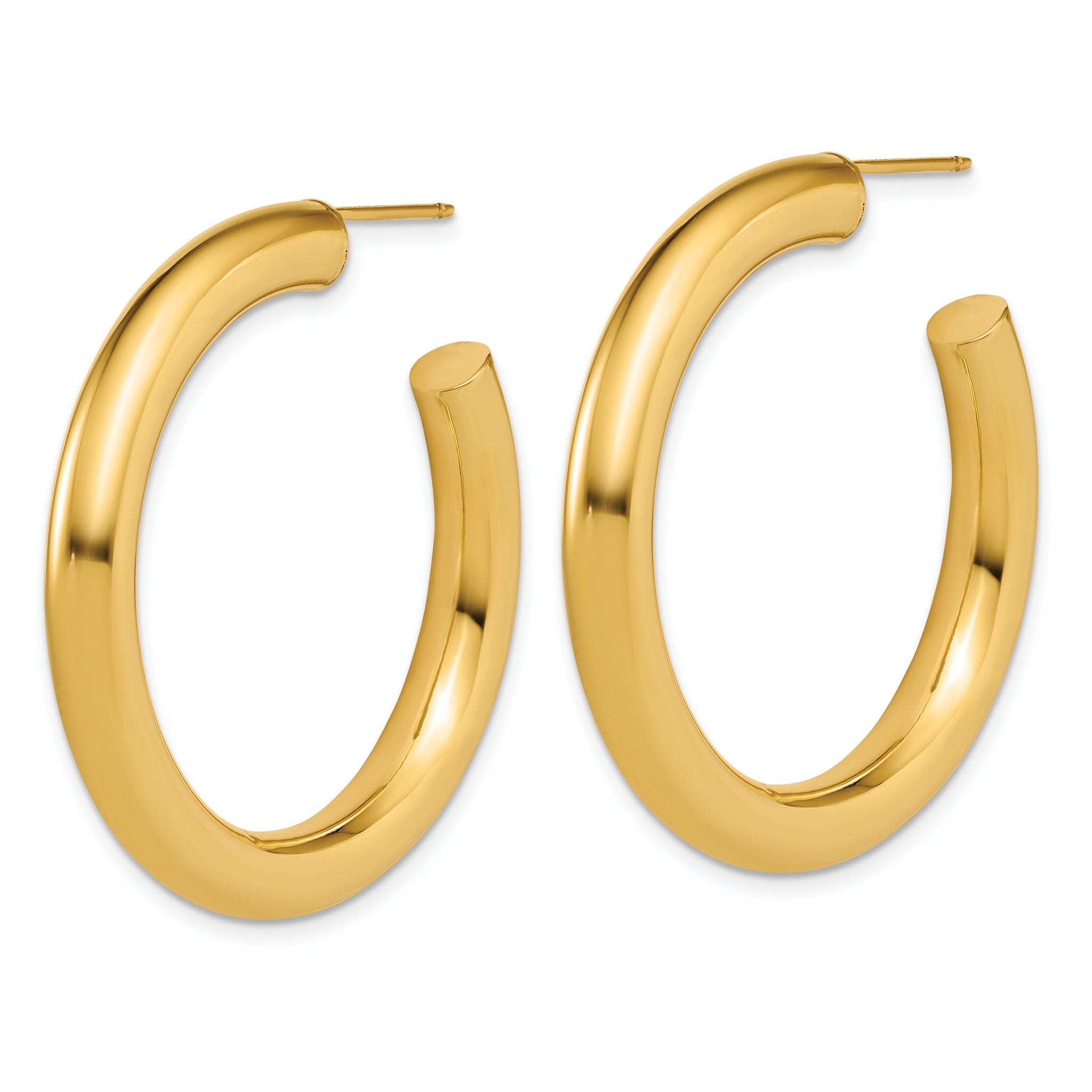 14k Polished 5.0 x 40mm Tube C-Hoop Post Earrings Secondary image
