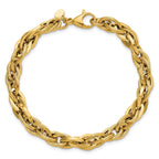 14K Polished and Textured Fancy Twisted Link Bracelet