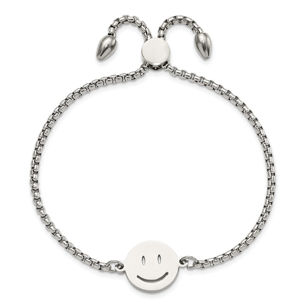 Happy Face Adjustable Bracelet in Stainless Steel