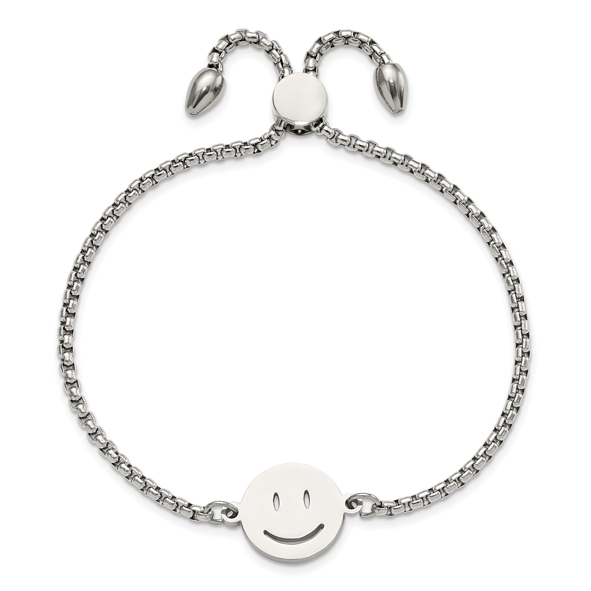 Happy Face Adjustable Bracelet in Stainless Steel
