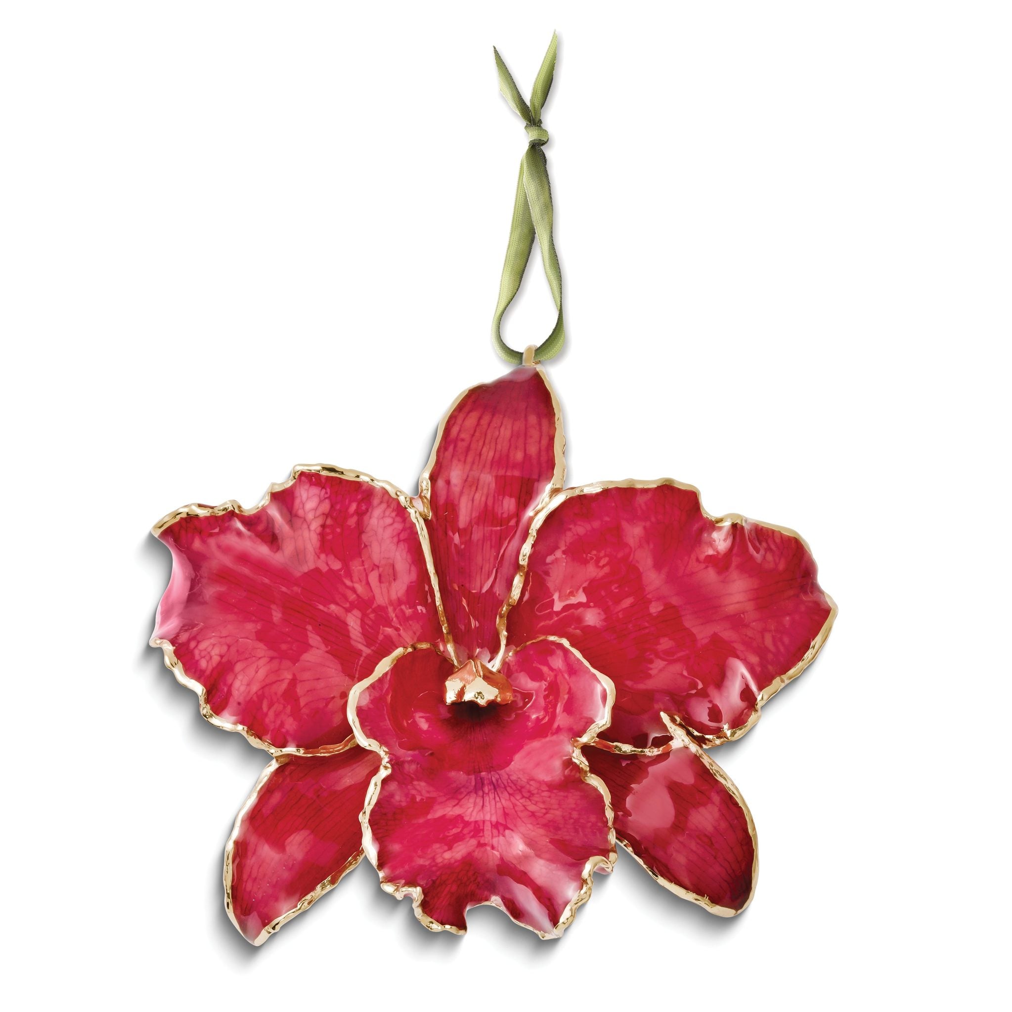 Lacquer Dipped Red Real Cattleya Orchid Ornament Main image
