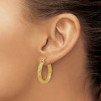 14K Polished and Textured Hoop Earrings