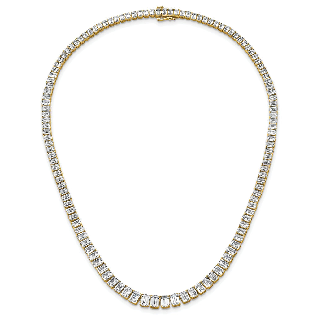 14k 29 1/6 carat Lab Grown Diamond VS+ F+ Complete 17 inch Emerald Graduated Tennis Necklace
