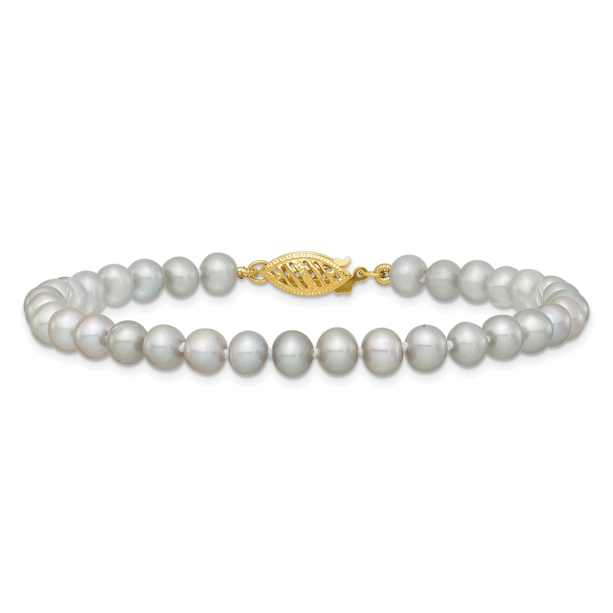 14K Gold Filled 5-6mm Grey Cultured Freshwater Pearl Necklace