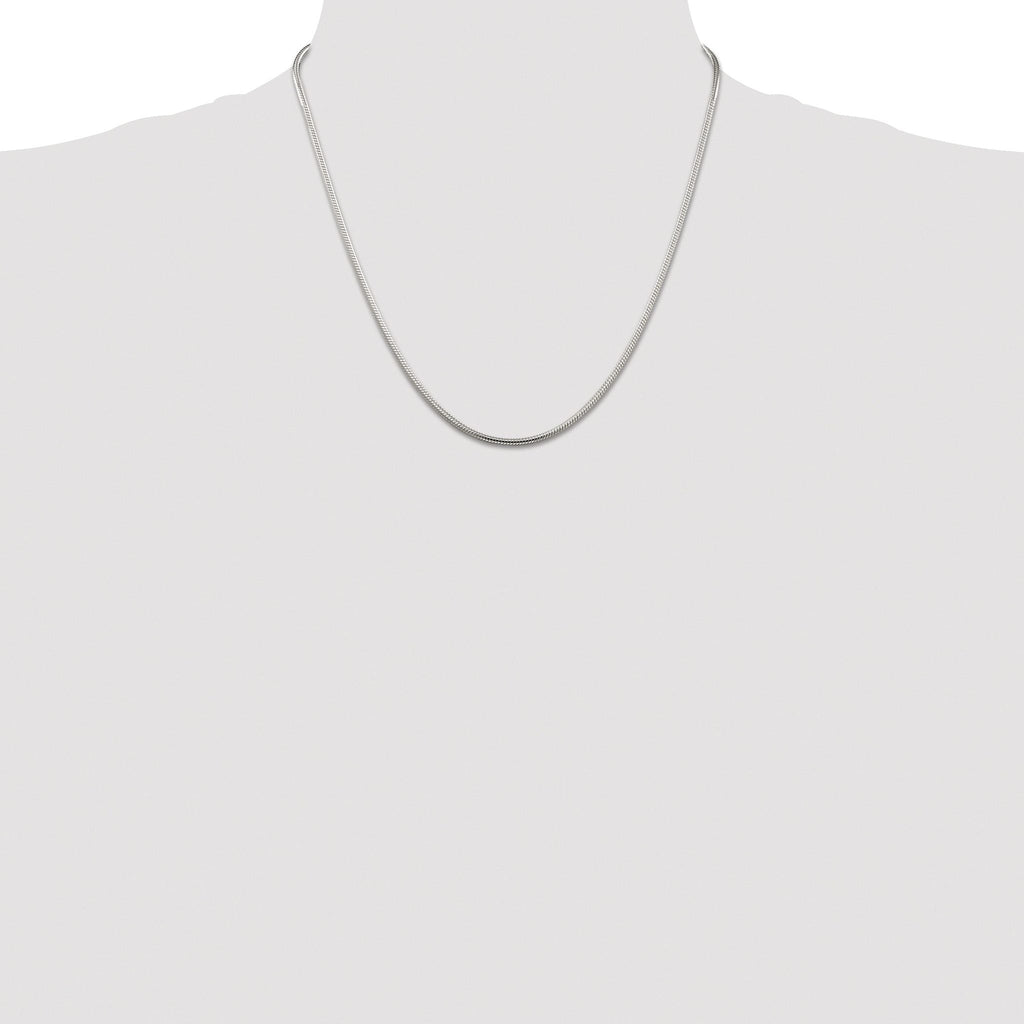 Polished Snake Chain Necklace in Sterling Silver, 2mm