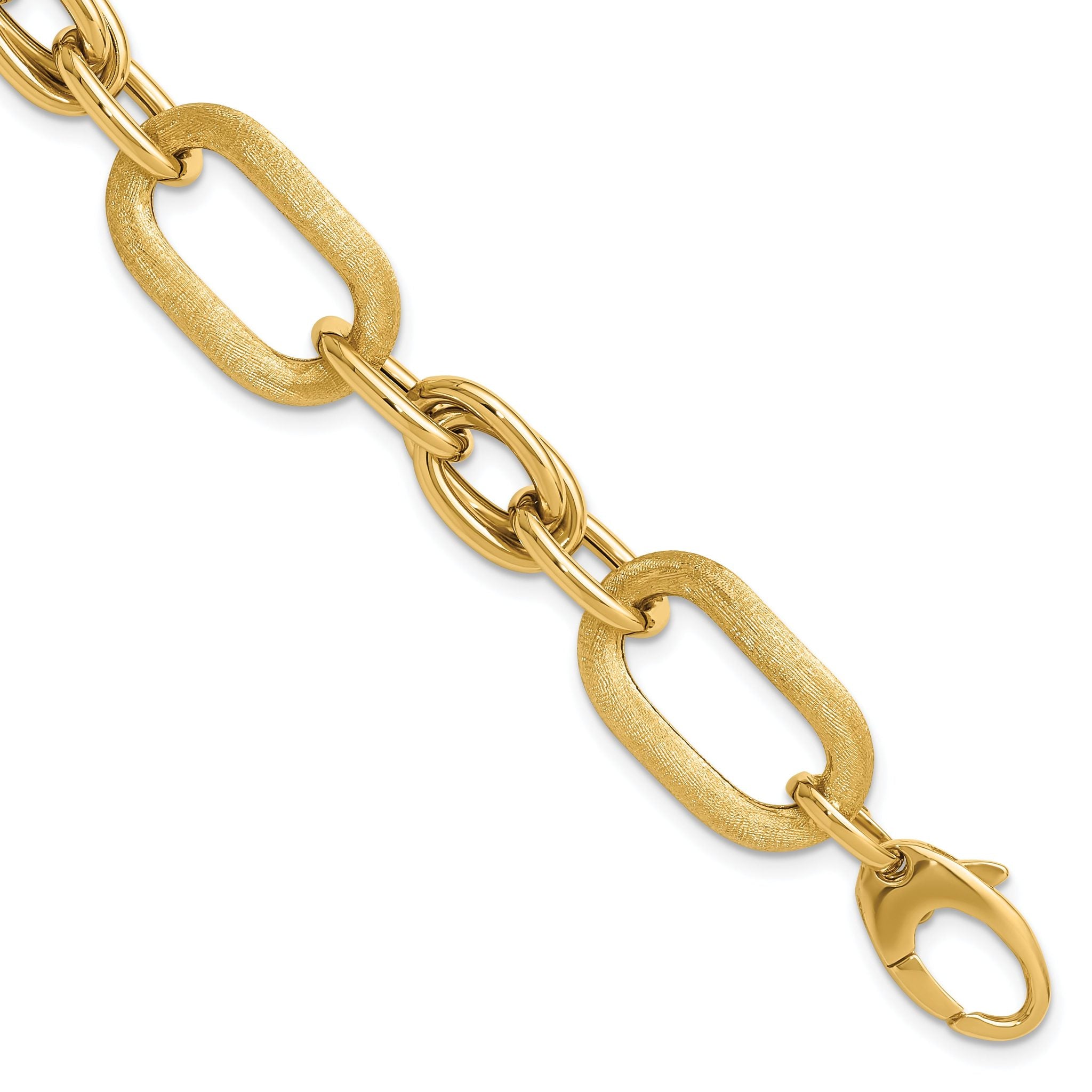 14K Polished and Satin Fancy Link Bracelet Main image