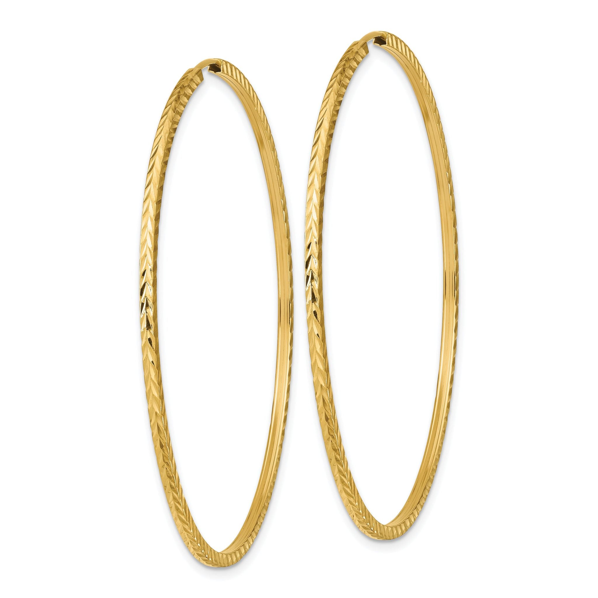 14k Diamond-cut Square Tube Endless Hoop Earrings Secondary image