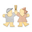 14K Tri-Color Large Boy on Left and Girl on Right Engravable Charm