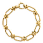 14k Polished 9mm Lightweight Oval Textured Fancy Link 8 inch Bracelet