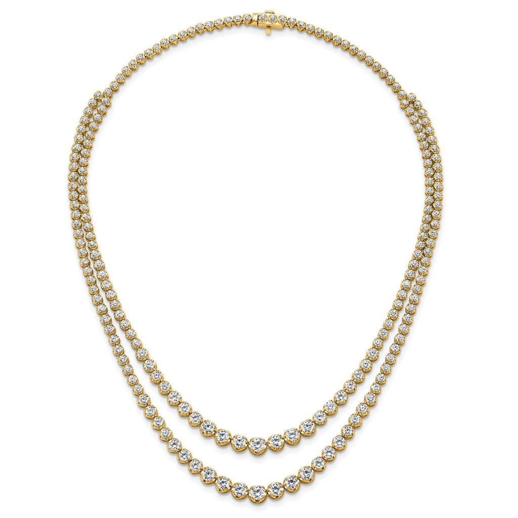 14k 14 3/8 carat Lab Grown Diamond VS+ F+ Complete 16 inch Graduated Layered Tennis Necklace