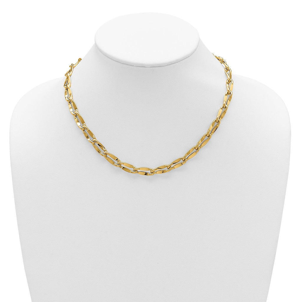 14K Polished Fancy Contoured Link Necklace