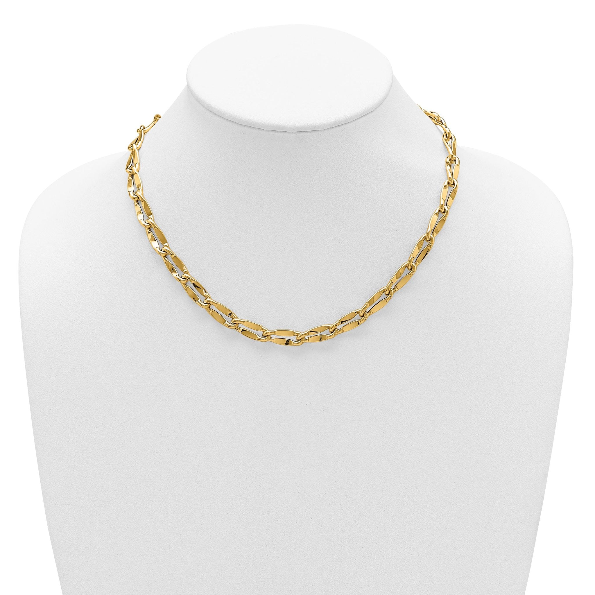 14K Polished Fancy Contoured Link Necklace