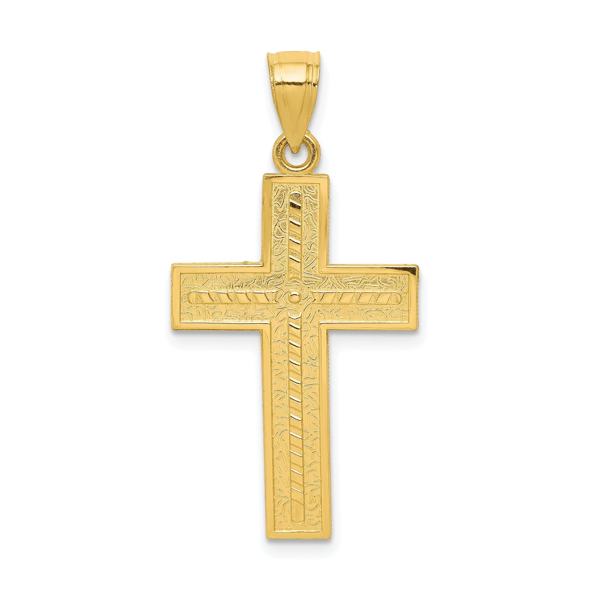 10k Gold Cross Pendant with Solid Cast Design and Polished Finish