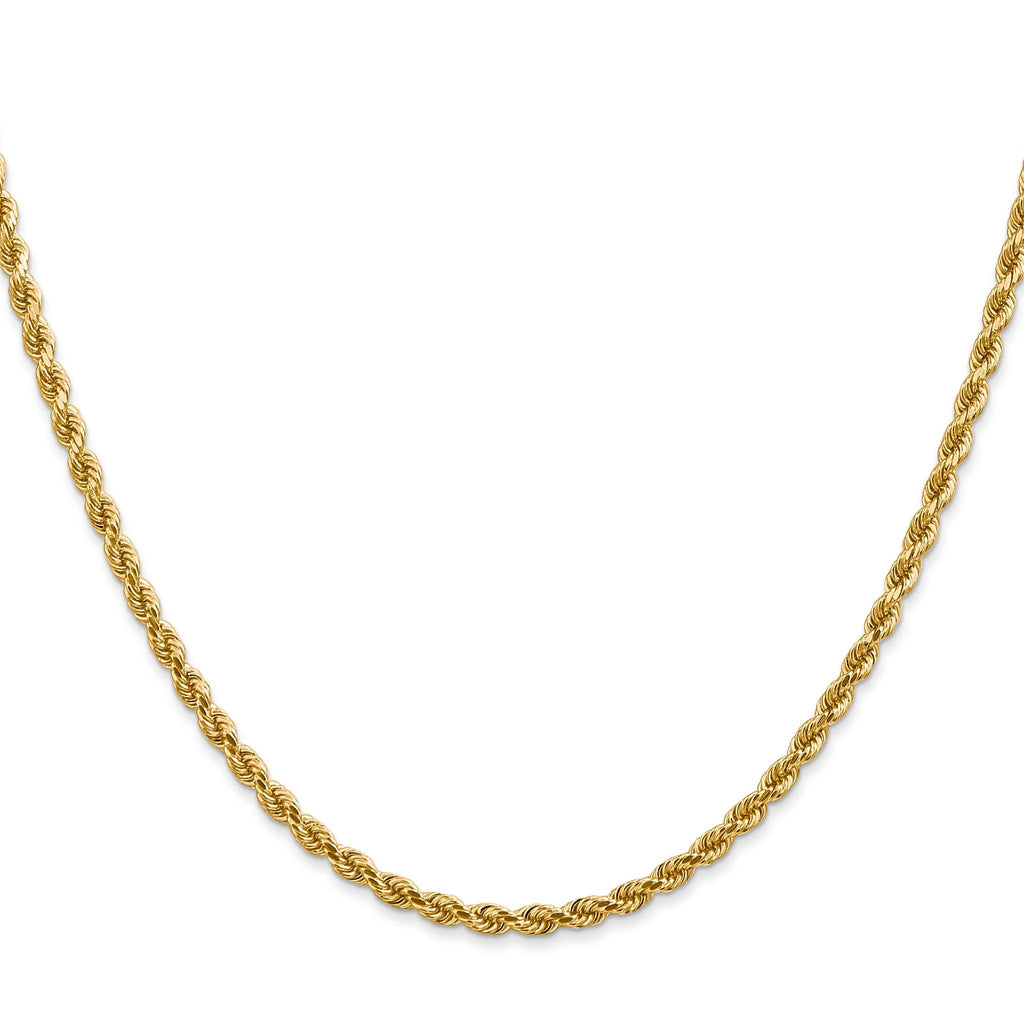 10K Yellow Gold Solid Diamond-Cut Rope Chain Necklace 2.75mm