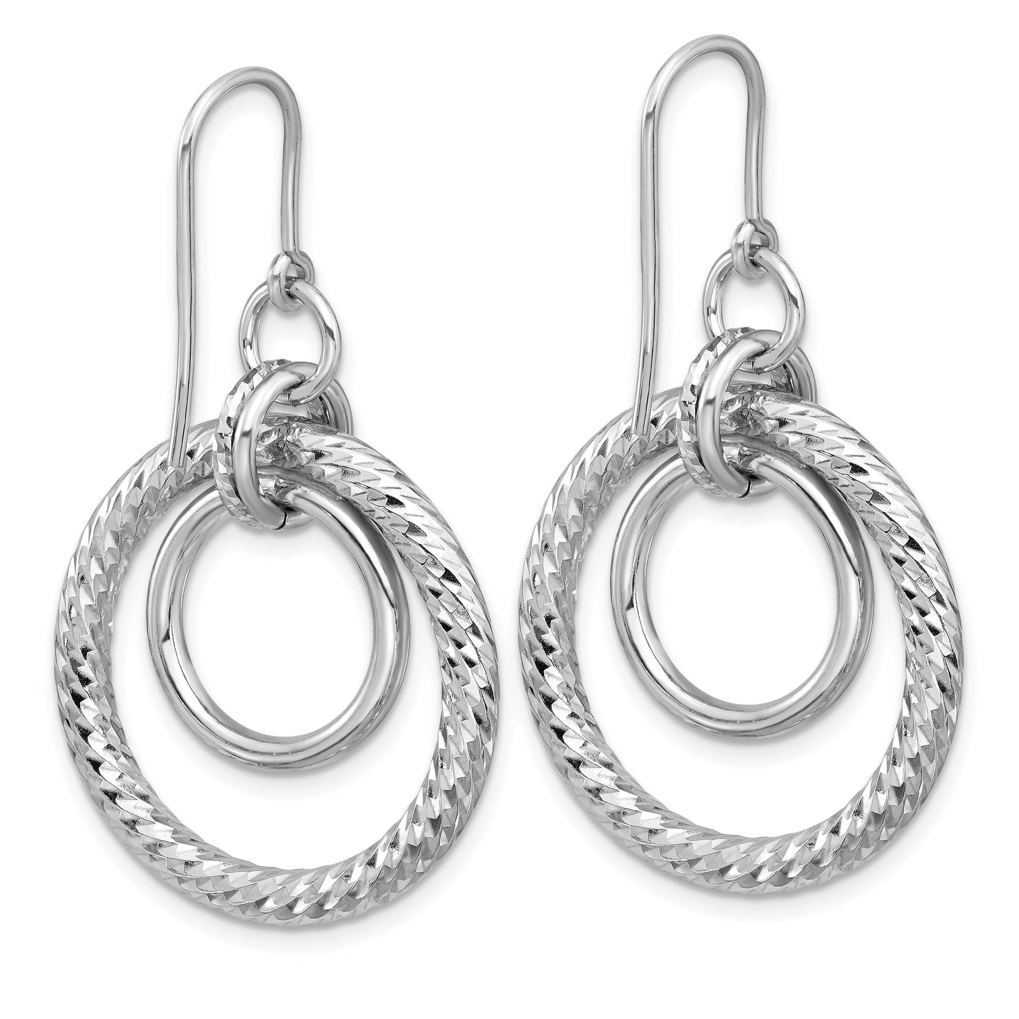 Diamond-Cut Circles Dangle Earrings in Sterling Silver
