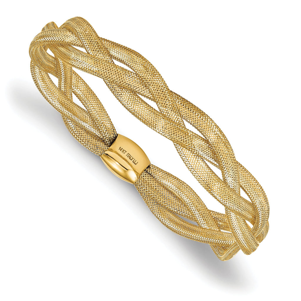Fancy Stretch Bangle Bracelet in 14K Yellow Gold
