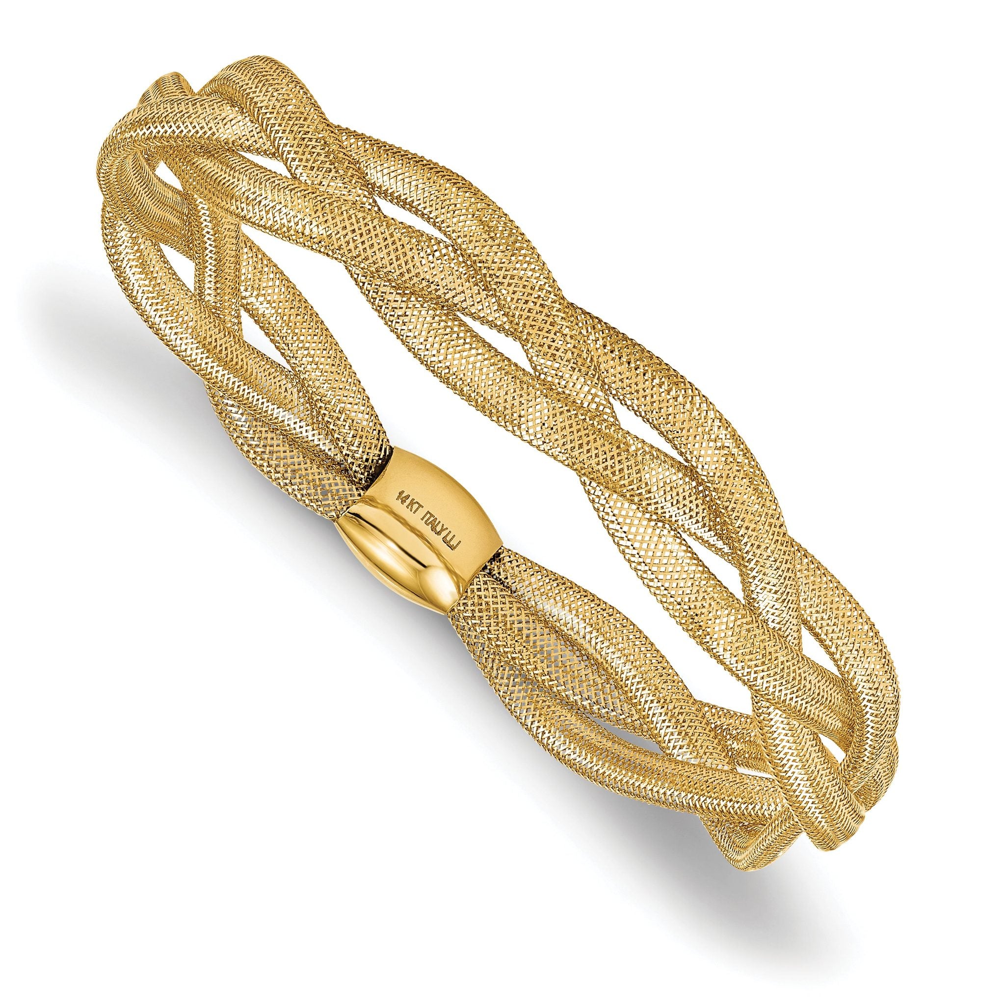 Fancy Stretch Bangle Bracelet in 14K Yellow Gold