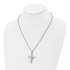 Chisel Stainless Steel Polished Yellow IP-plated Crucifix Pendant on a 20 inch Cable Chain Necklace