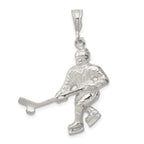 Sterling Silver 925 Hockey Player Pendant With Polished Anti-Tarnish Finish