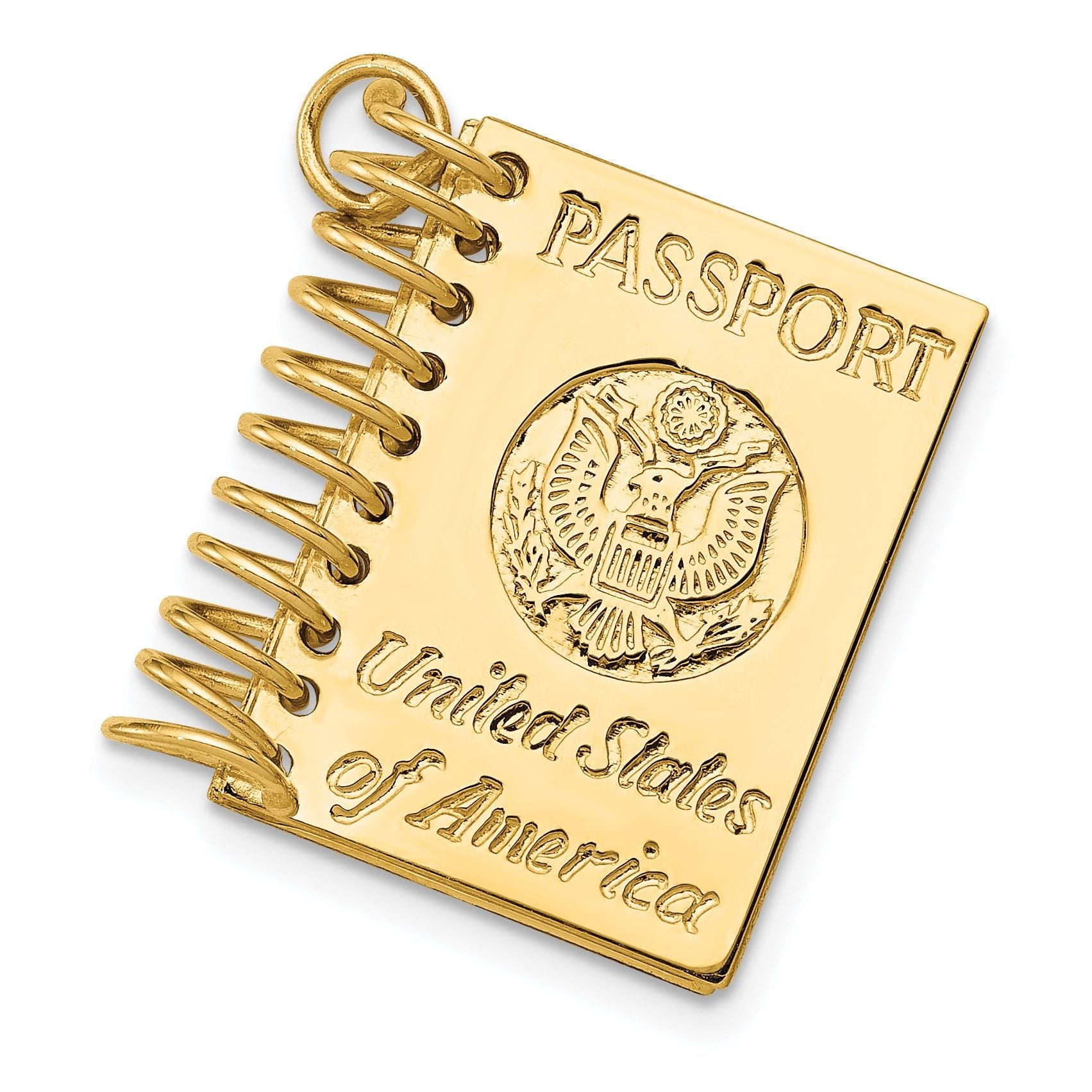 14K Gold 3D Passport Opens Charm with Polished Finish Main image