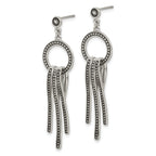 Stainless Steel Polished & Antiqued Drop Dangle Earrings for Women