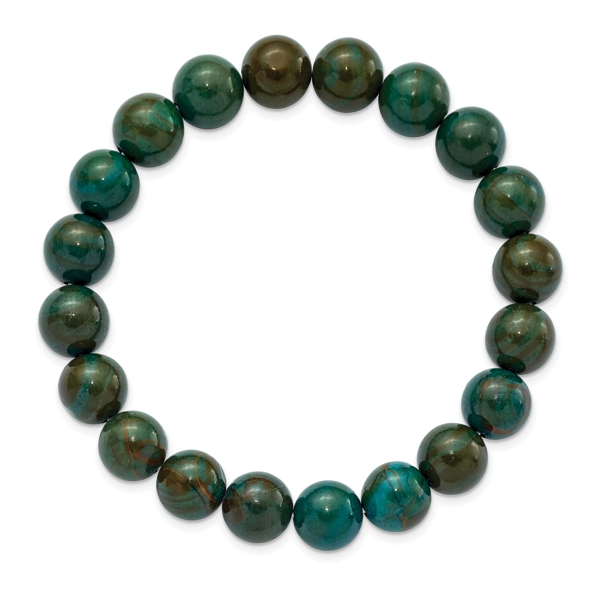 10mm Green Eye Agate Beaded Stretch Bracelet