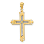 14K Two-Tone Gold Cross Pendant with Solid Cast Design 39mm
