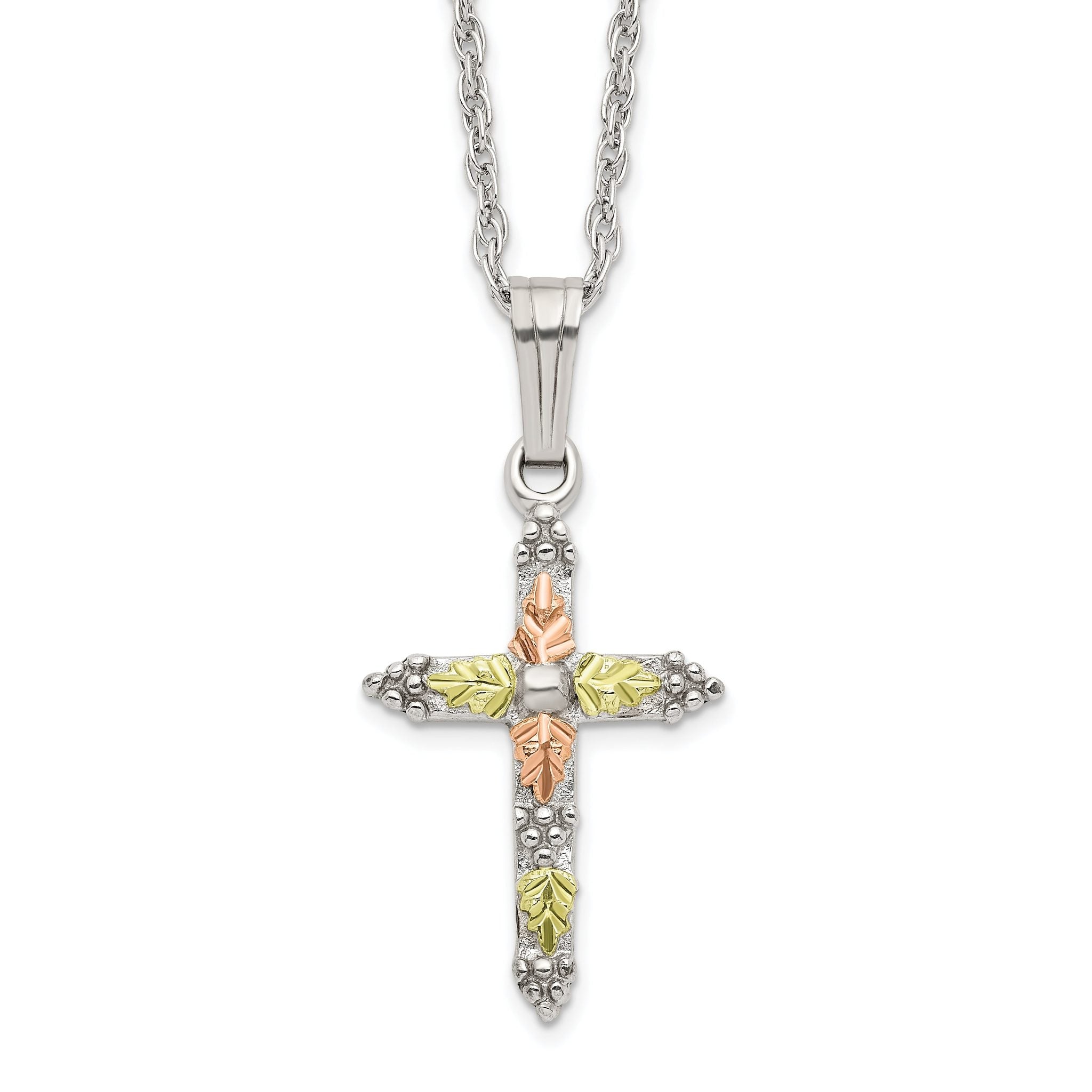Sophia Jewelers Sterling Silver & 12K Gold Cross Necklace Elegant Gift-Ready Design Main image