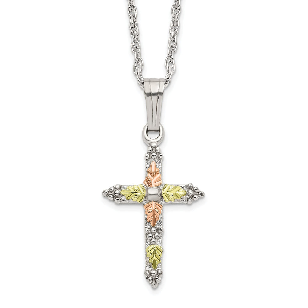 Sophia Jewelers Sterling Silver & 12K Gold Cross Necklace Elegant Gift-Ready Design