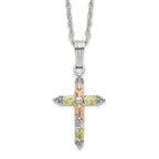 Sophia Jewelers Sterling Silver & 12K Gold Cross Necklace Elegant Gift-Ready Design