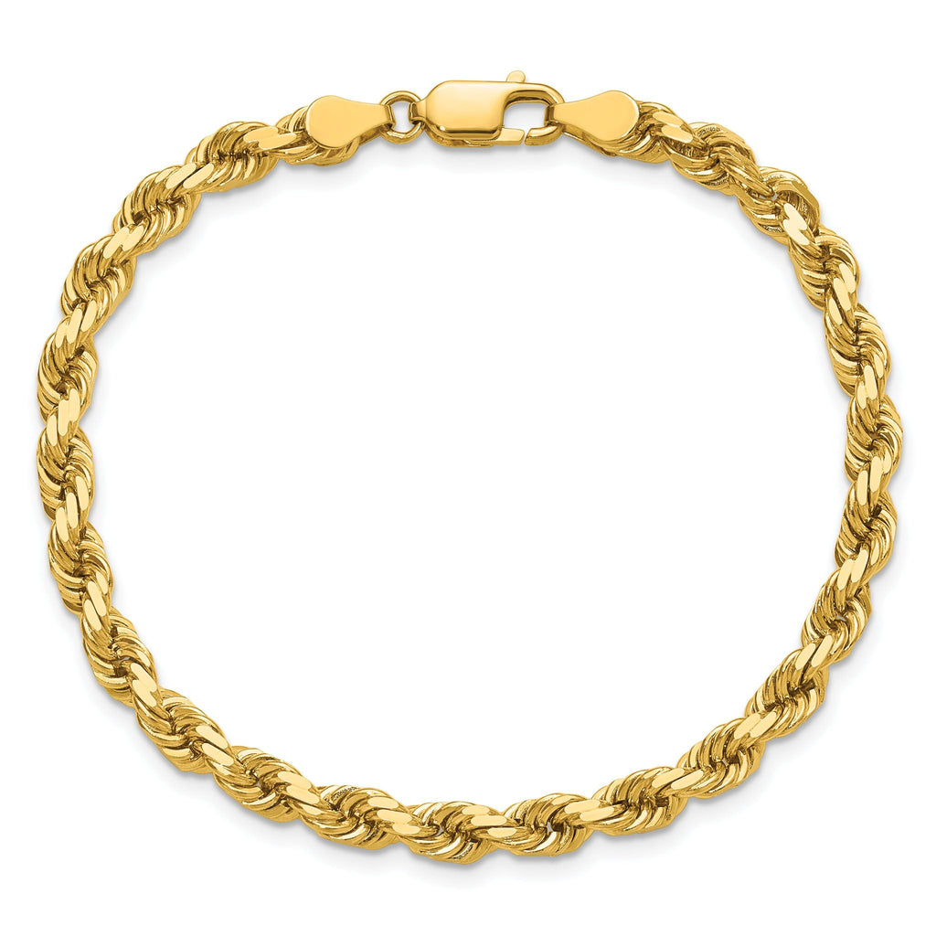 14K 7 inch 4.5mm Diamond-cut Rope with Lobster Clasp Chain