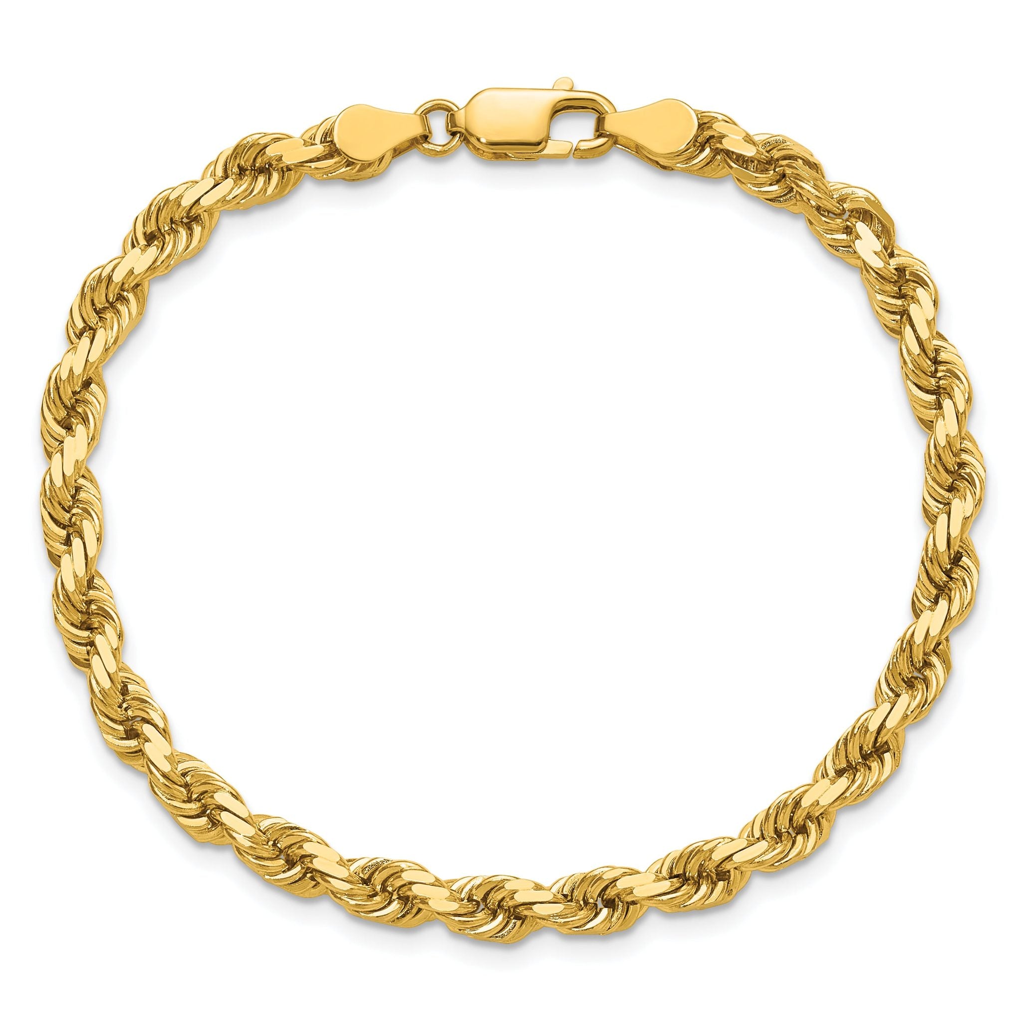 14K 7 inch 4.5mm Diamond-cut Rope with Lobster Clasp Chain