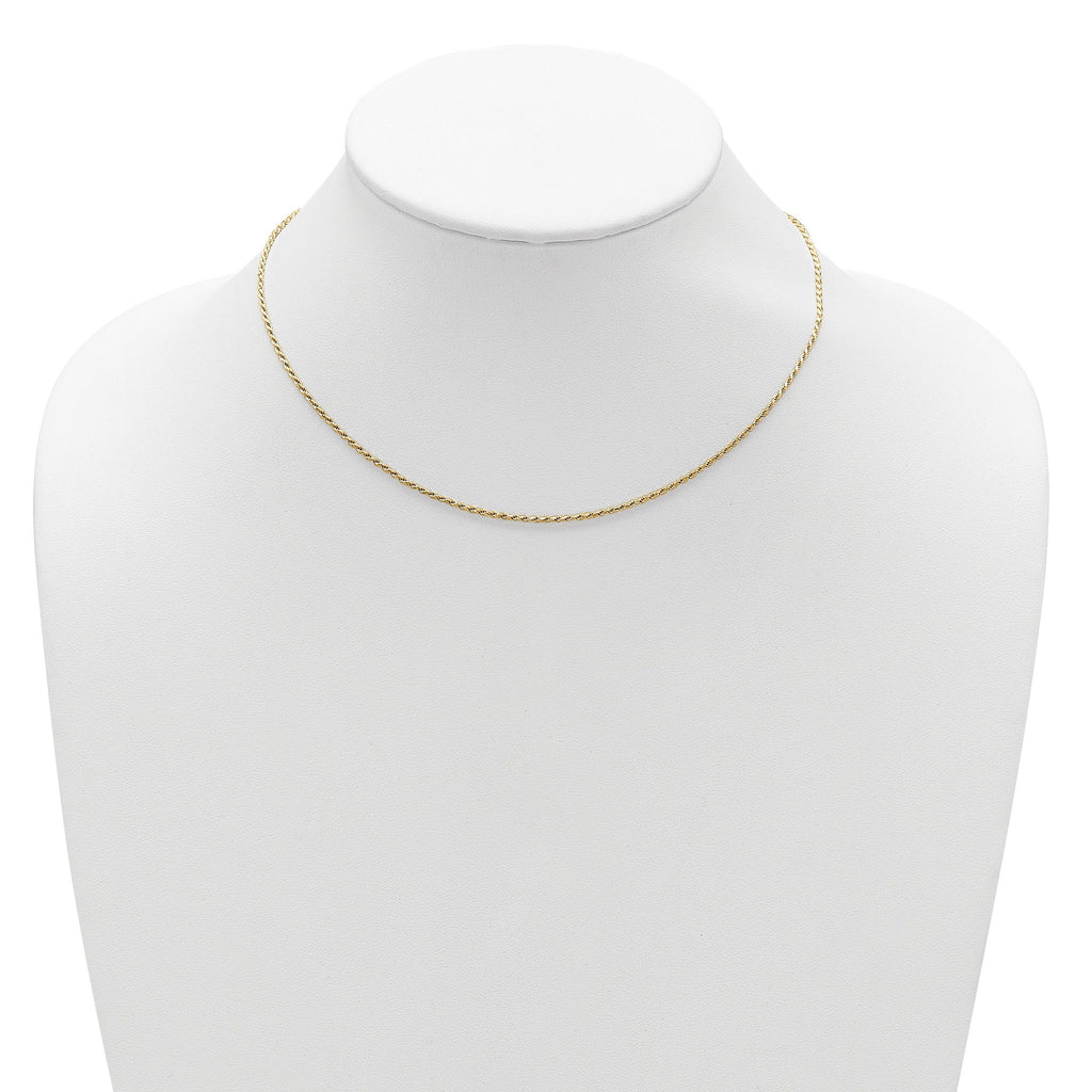 Sterling Silver Gold-plated 1.4mm D/C Rope 1in+1in Adjustable Chai