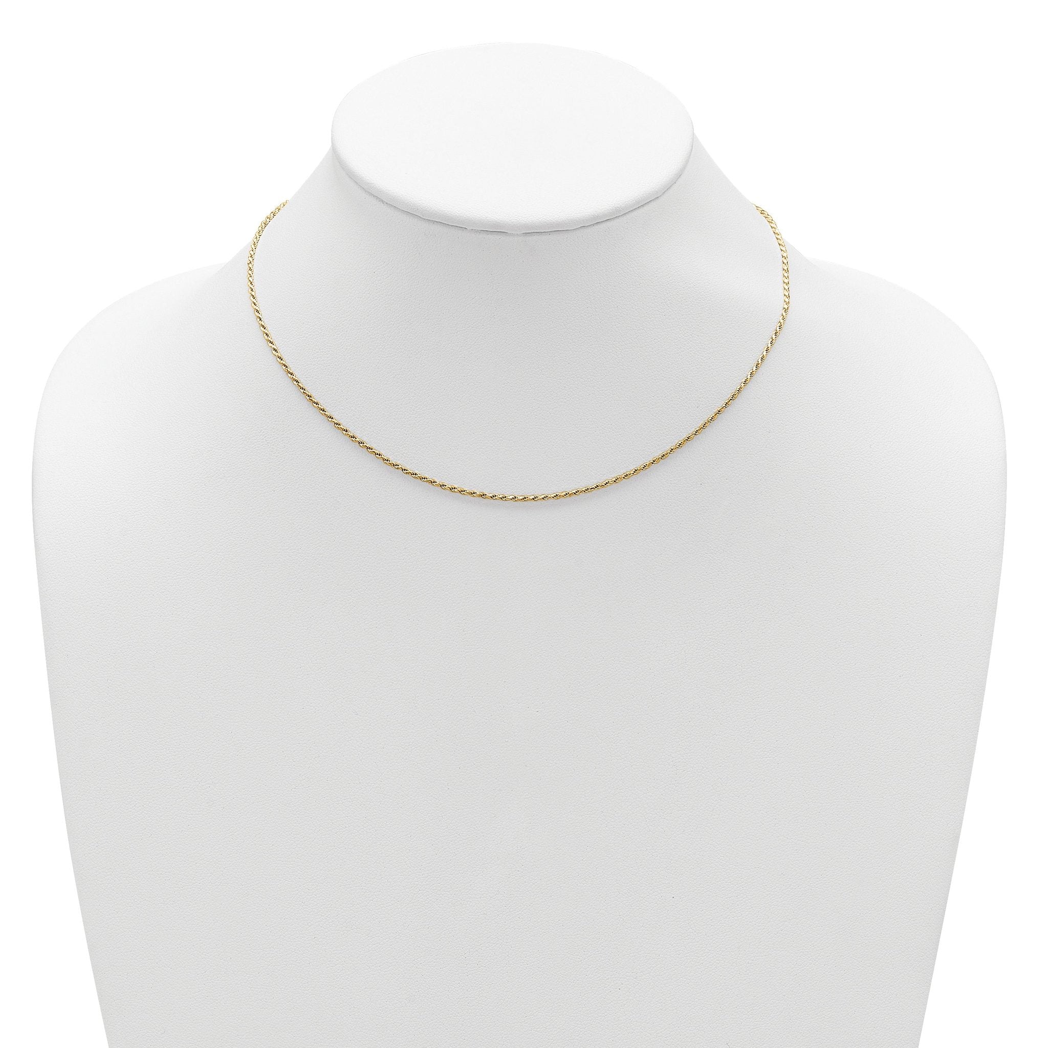 Sterling Silver Gold-plated 1.4mm D/C Rope 1in+1in Adjustable Chai