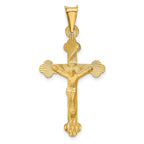 14K Gold Crucifix Pendant with Polished Satin Finish Semi-Solid Design