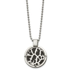 Black Enamel & Diamond Necklace in Titanium (1/20 ct.)