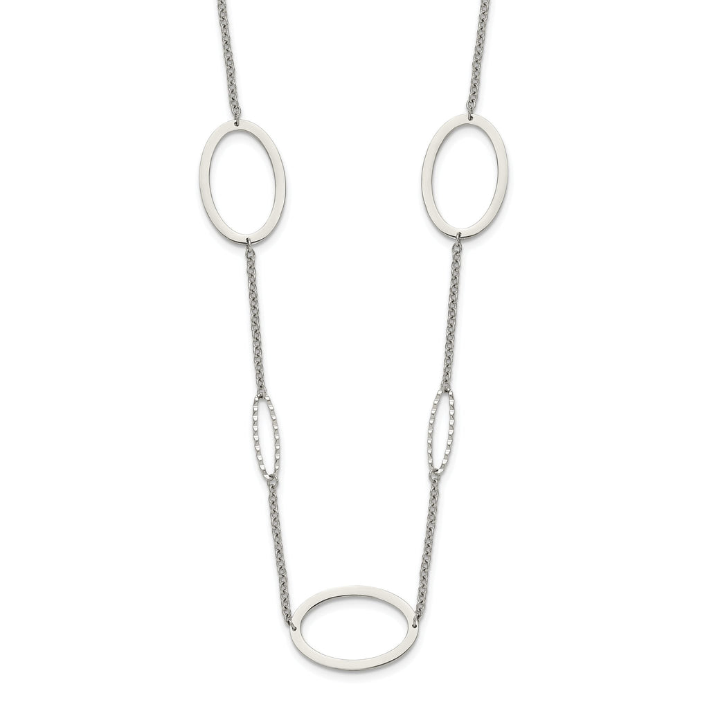 Chisel Stainless Steel Polished Fancy Oval Link 38 inch Necklace
