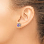 14k White Gold 3/8 carat Lab Grown Diamond VS/SI+ G+ February Birthstone Amethyst Halo Post Earrings