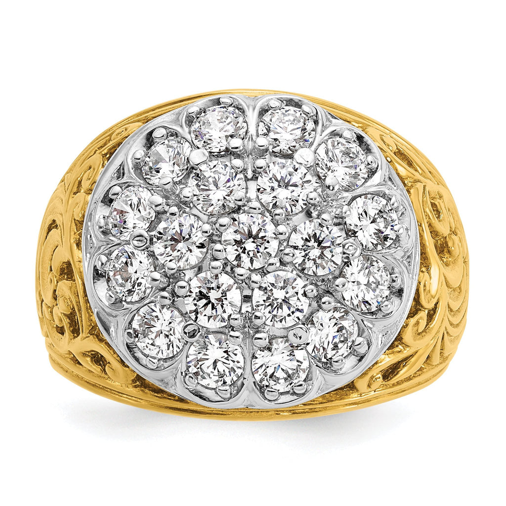 14k Two-tone Mens 2 carat Kentucky Cluster Ring Mounting, Mounting Only