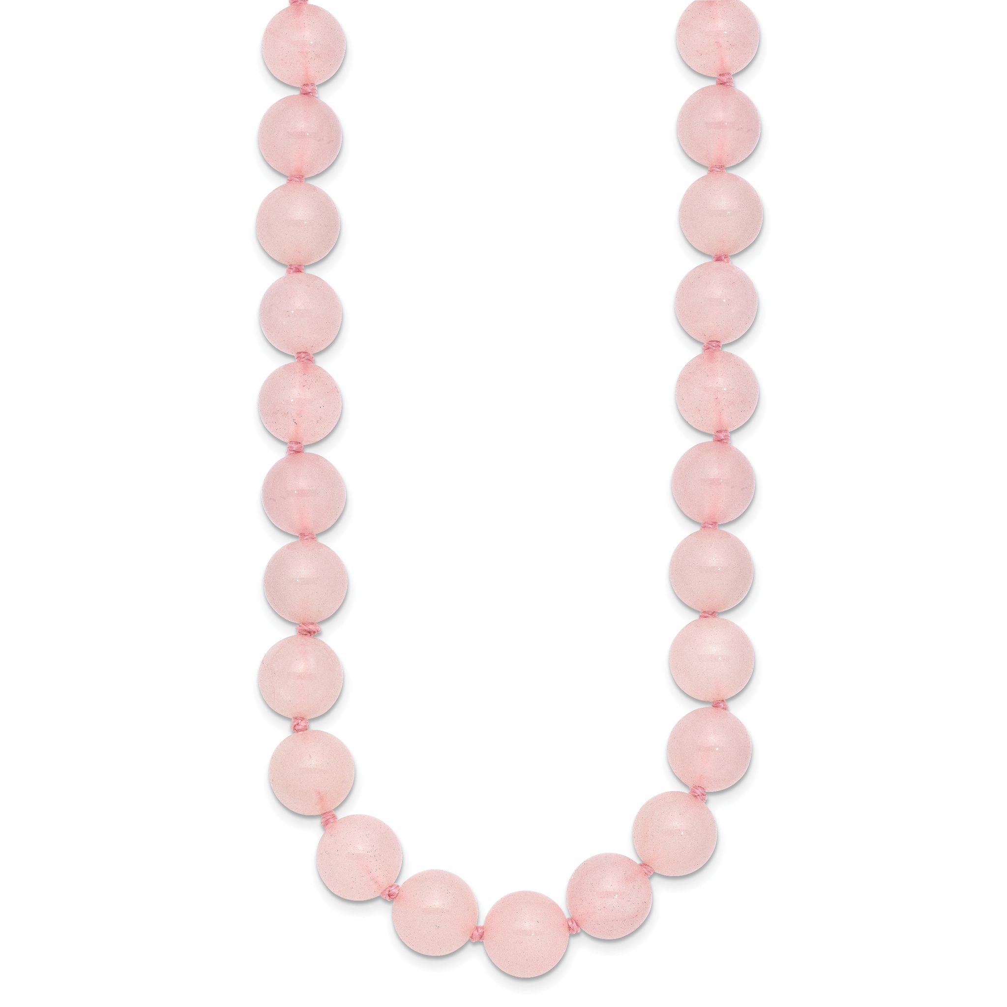 10-10.5mm Smooth Beaded Rose Quartz Necklace With Sterling S.RH Clasp Secondary image