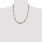Sterling Silver Rhodium-plated 7.25mm PavÃ¢Â€Âš Flat Figaro Chain