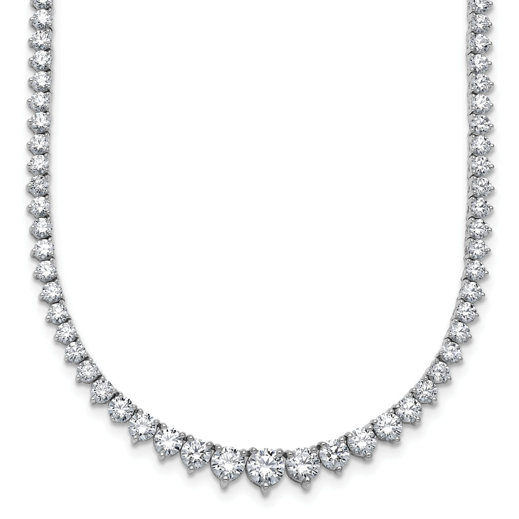 14k White Gold 10 7/8 carat Certified Lab Grown Diamond VS/SI+ G+ Complete Round 18 inch Graduated Tennis Necklace