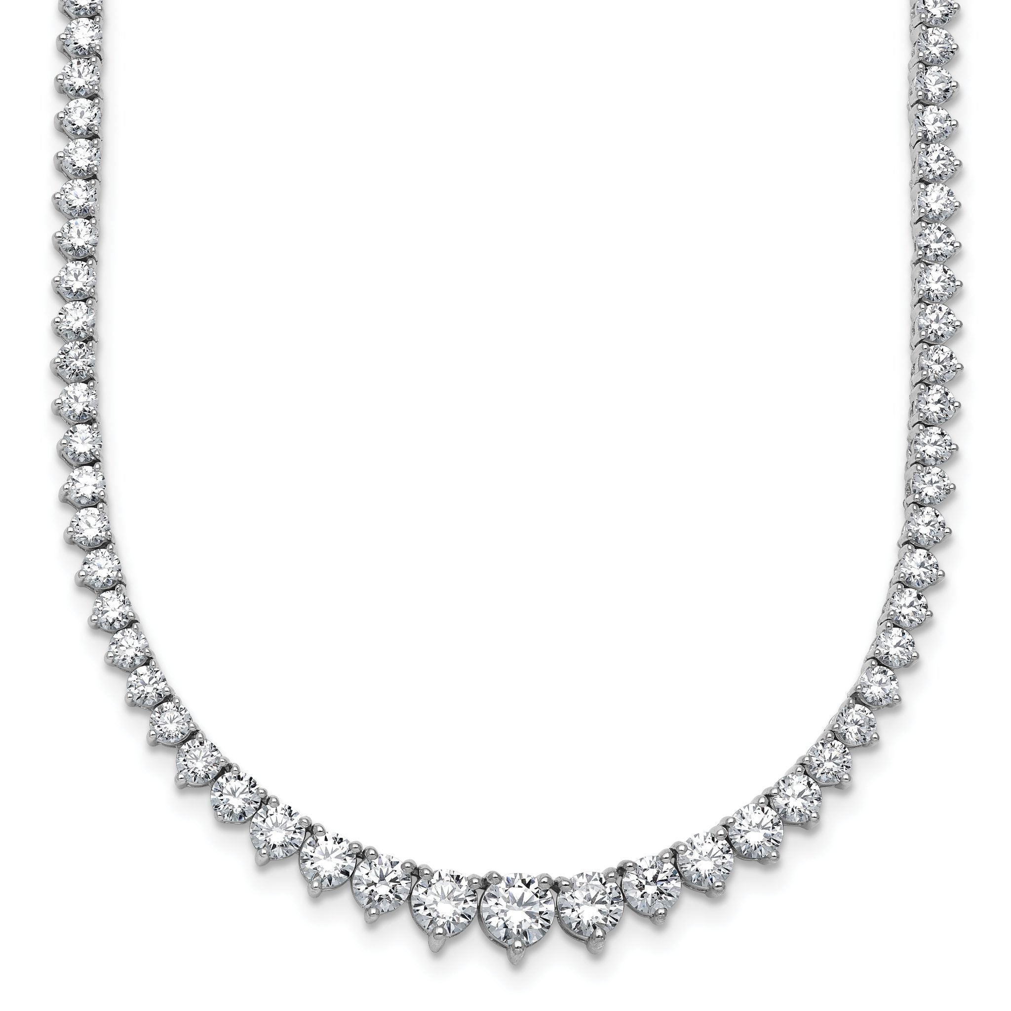 14k White Gold 10 7/8 carat Certified Lab Grown Diamond VS/SI+ G+ Complete Round 18 inch Graduated Tennis Necklace
