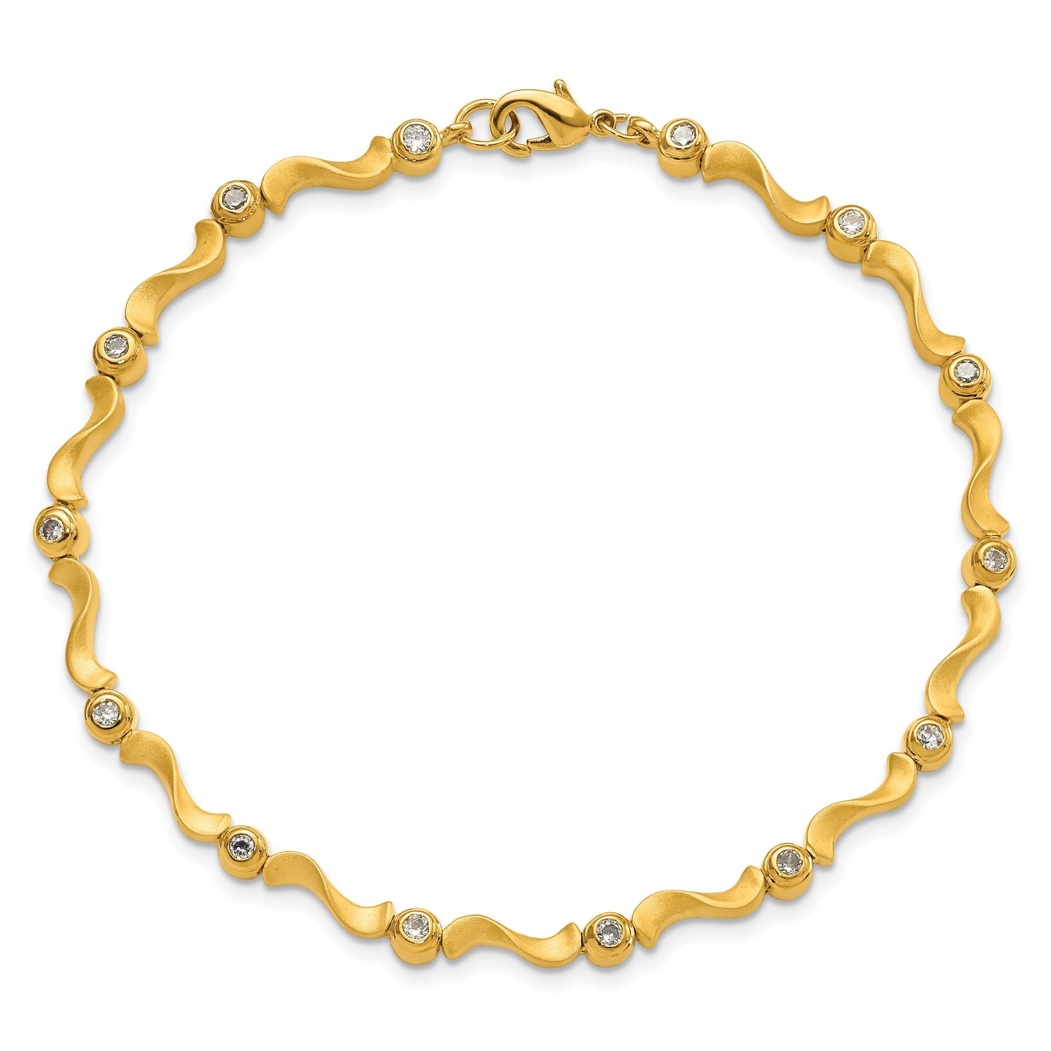 Kelly Waters Gold-plated Cubic Zirconia Bezel S Link Bracelet for Women