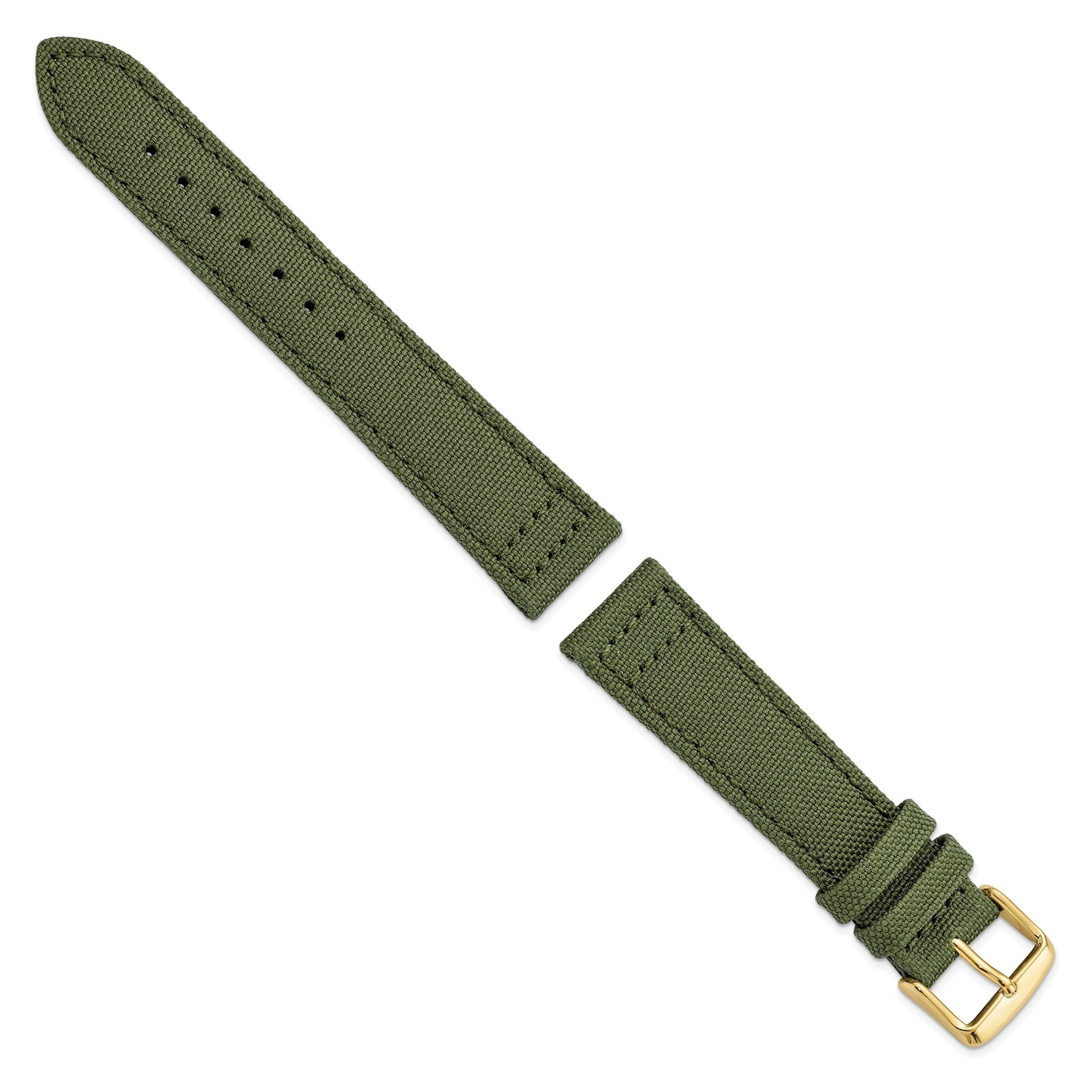 Olive Nylon Canvas Watch Band with Leather Lining, 20mm Secondary image